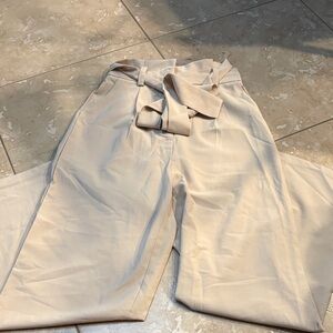 Stylish Beige Tie-Waist Pants